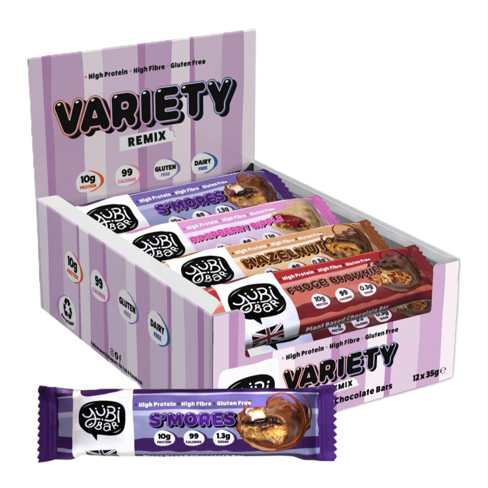 Yubi Bar Yubi Variety Mix 12 Pack - Protein Bars - 99 Calories, High Protein, High Fibre, Low Sugar, Gluten Free And Dairy Free - Healthy Snacks/Nutrition Bar