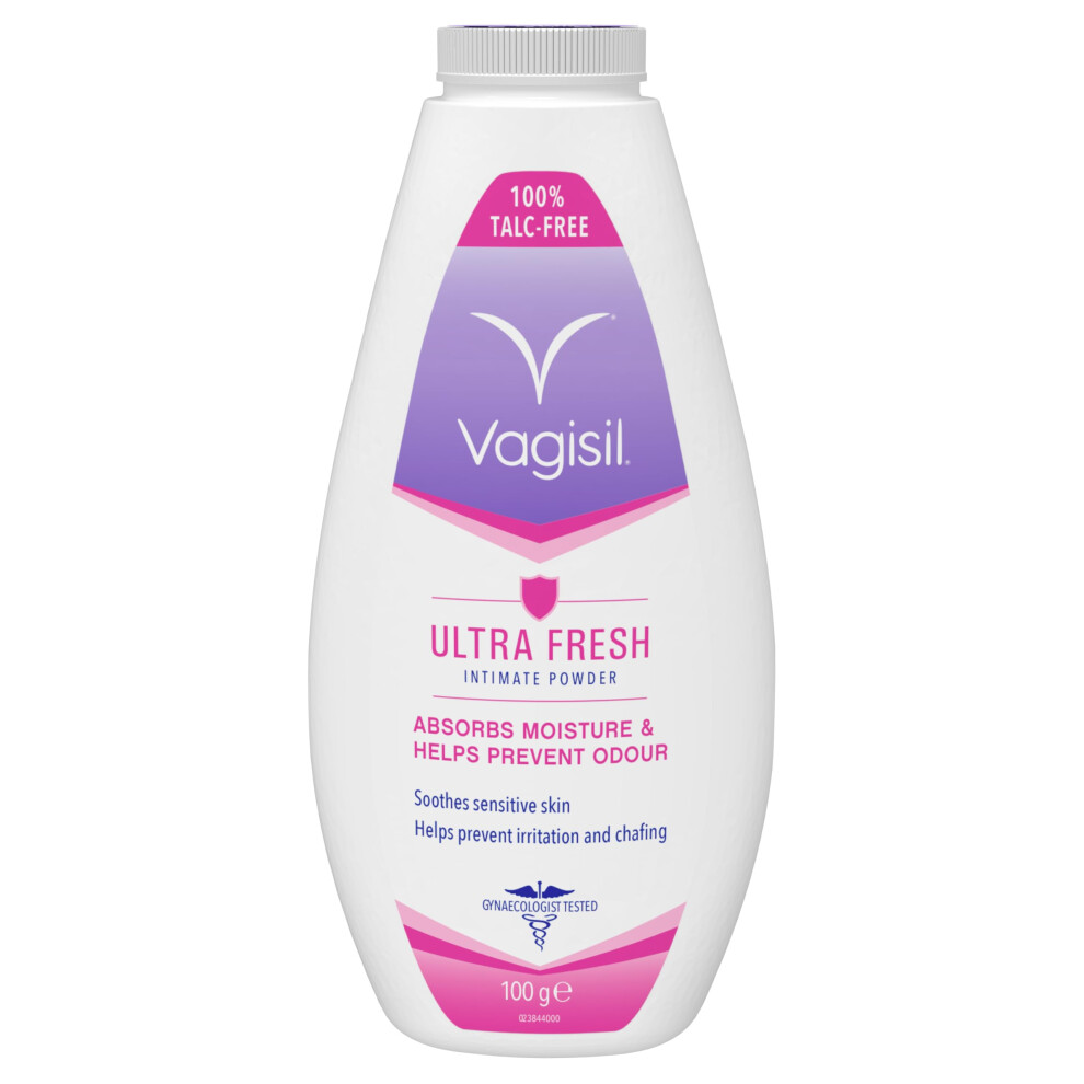 Vagisil Ultrafresh Intimate Powder For Daily Feminine Hygiene, Fresh Scent Deodorises & Prevents Odour, Talc-Free, 100 G