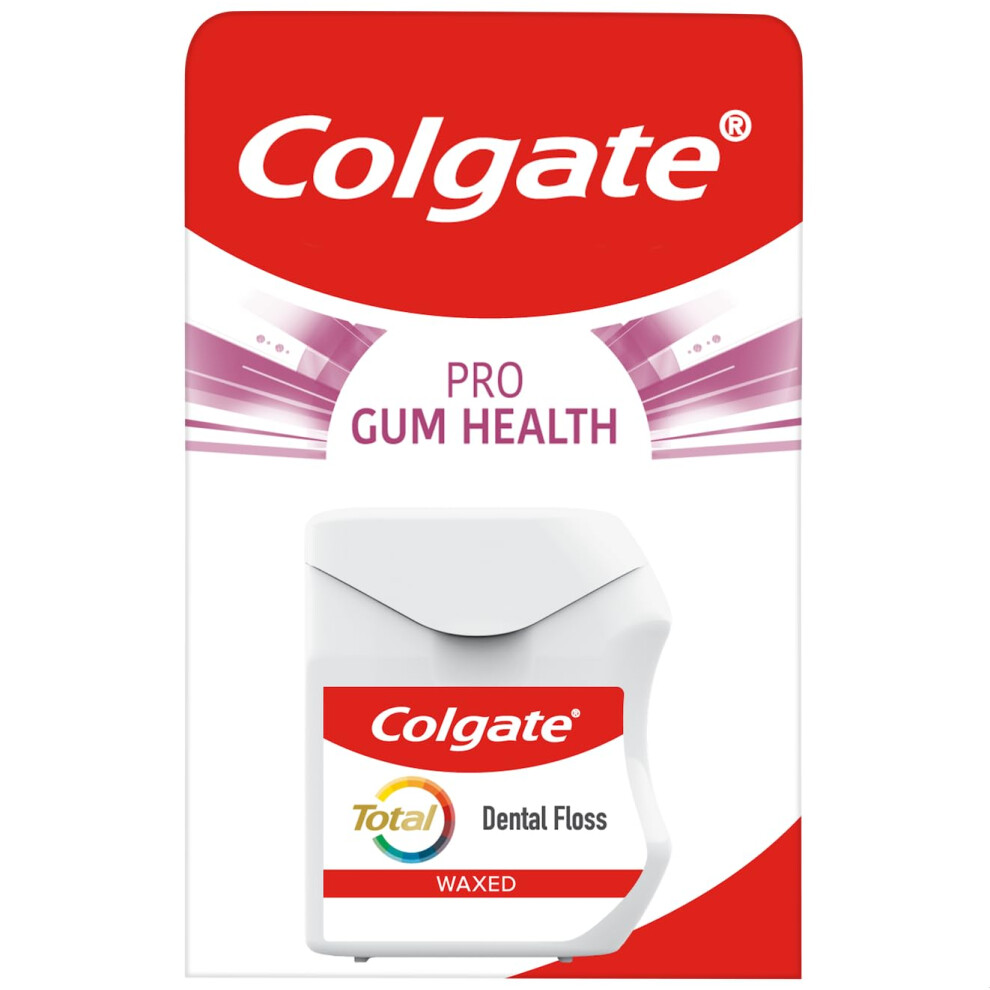 Colgate Total Pro Gum Health Interdental Floss 25M - Waxed Tooth Floss - Improves Gum Health - Helps Reduce Gum Problems - Helps Reduce Tooth Decay