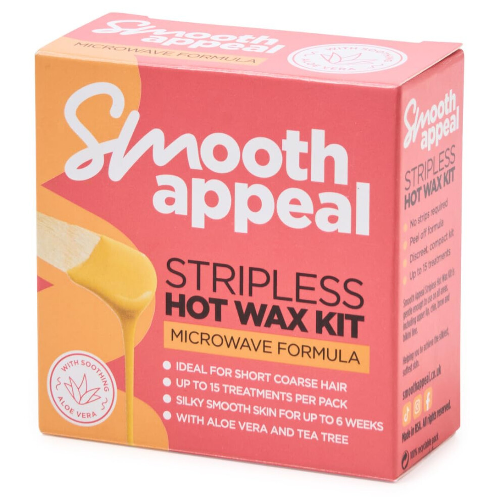 Smooth Appeal Microwave Facial Hair Remover Wax Kit | Stripless Peel-Off Face Wax For Eyebrows & Upper Lip | Aloe Vera, Vitamin E & Tea Tree Oil | Se