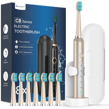 Electric Toothbrush for Adults and Kids, Sonic Toothbrushes with 8 Brush Heads and Travel Case Toothbrush Holder