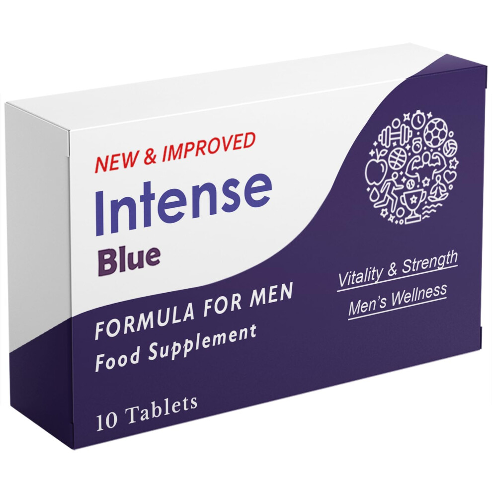 Erexon Blue - Intense 10 Tablets - Herbal Supplement For Men - Men's Health Support - Korean Ginseng, Tribulus Terrestris - Made In The Uk