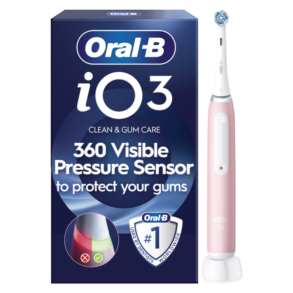 Oral-B Io3 Electric Toothbrush Adults, 1 Handle, Pink - 1 Brush Head, 3 Modes, Teeth Whitening, Rechargeable Toothbrush, Uk 2 Pin Plug