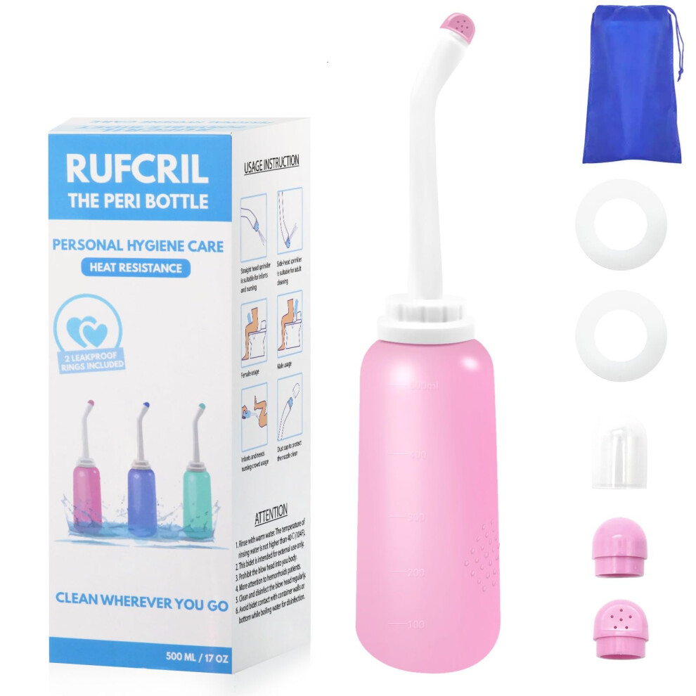 Rufcril Peri Bottle Postpartum, 500Ml Perineal Wash Bottle, Portable Bidet With