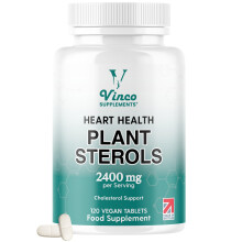 Vinco Plant Sterols High Strength 2400mg - 120 Vegan Tablets, Supports Healthy Cholesterol Levels - Contains Beta-Sitosterol, Vegan and Vegetarian Fr