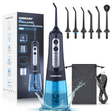 Cordless Water Dental Flosser Teeth Cleaner, INSMART Professional 300ML Tank DIY Mode Rechargeable Dental Oral Irrigator for Home and Travel, IPX7 Wa