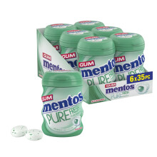 Mentos Pure Fresh Spearmint Chewing Gum 35 Pieces – Sugar-Free, Bursting Freshness, On-the-Go, Gluten-Free, with Xylitol, 70 g (Pack of 6)