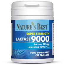Nature's Best Super Strength Lactase Tablets 9000 FCC Enzyme Units - Digestive Enzyme - UK Made - 60 Tablets (1 Month's Supply)