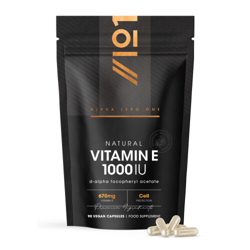 Vitamin E 1000IU D-Alpha Tocopherol – 100% Natural Vitamin E – 90 Vegan Capsules