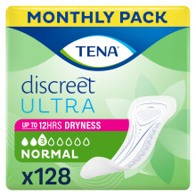 Tena Discreet Ultra Pad Normal Incontinence Pads for Women with Light Bladder Leaks, Thinnest Design Ever, Specifically Designed for Discreet Protect