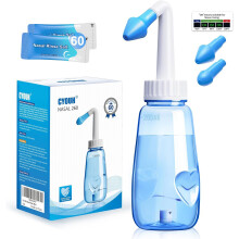 CYOUH Sinus Rinse Kit, Neti Pot 260 ml, with 60 Packets Nasal Wash Salt, Nasal Wash Nose Rinsing Cleanse Bottle for Adults, Children, and with Allerg
