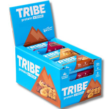 TRIBE Protein + Focus Flapjack Bars - Bestsellers Variety Box (12 x 60g) | Vegan Protein Bar | Lion's Mane, Ginseng + 9 Nutrients For Clarity & Natur