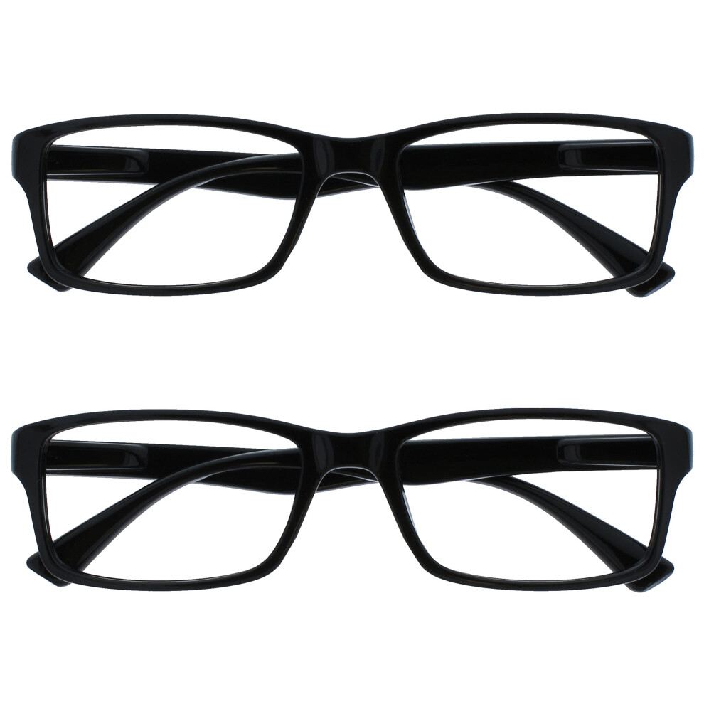 Opulize Pep Reading Glasses For Women Men, Large Rectangular Designer Frame With