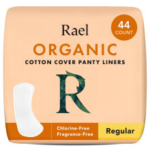 Rael Organic Cotton Cover Panty Liners for Women - Light Absorbency, Vegan, Cruelty Free, Hypoallergenic, Unscented, Chlorine Free (Regular, 44 Count