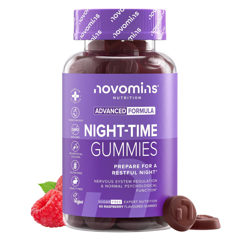 Novomins Night Time Gummies - Sugar-Free - Sleep Gummies For Adults - High Strength Natural Alternative To Melatonin Tablets - With Magnesium For Sleep, L-The