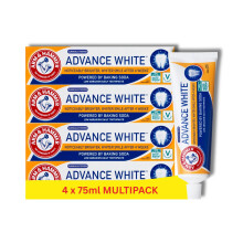 Arm & Hammer Advance White Toothpaste, Baking Soda Toothpaste for a Brighter, Whiter Smile, 75 mL Tube, Pack of 4