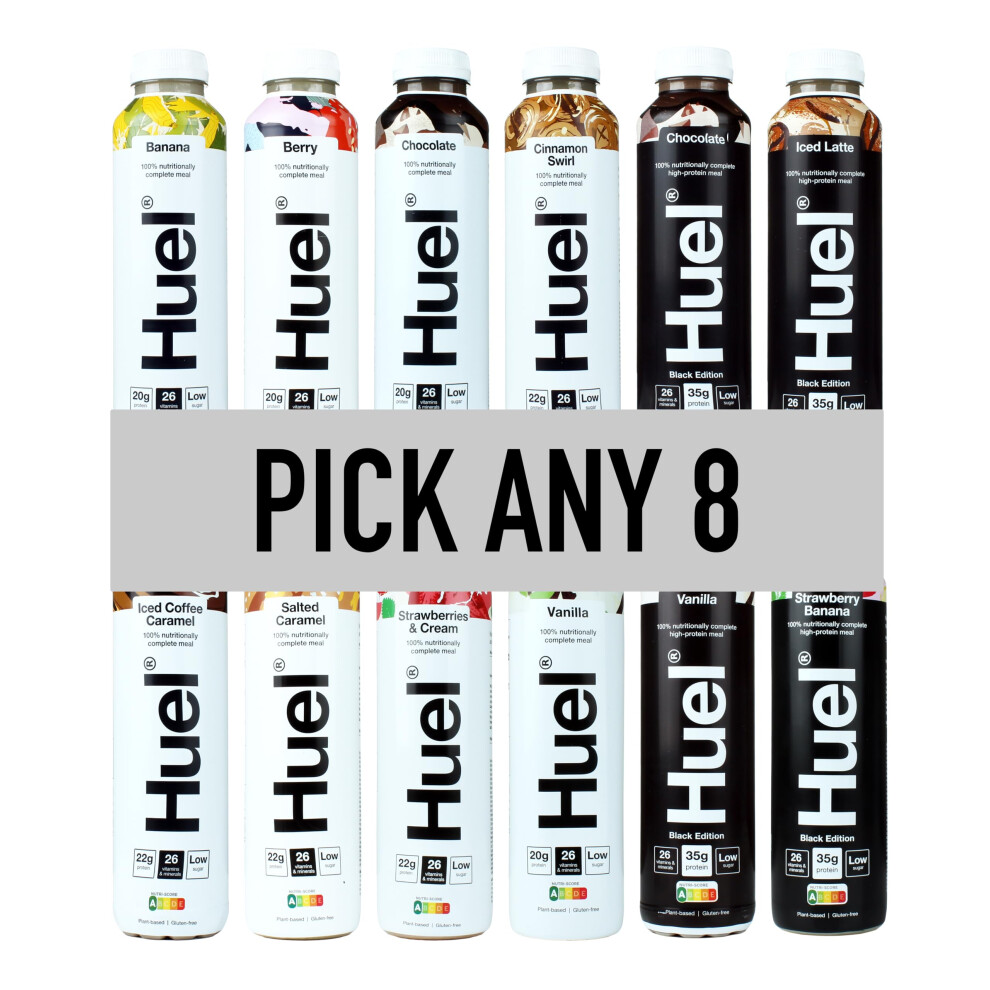 Huel Ready-To Drink - 500Ml - Pick Any 8-8+ Flavours To Choose From - Banana, Berry, Chocolate, Cinnamon Swirl, Iced Coffee Caramel, Salted Caramel,