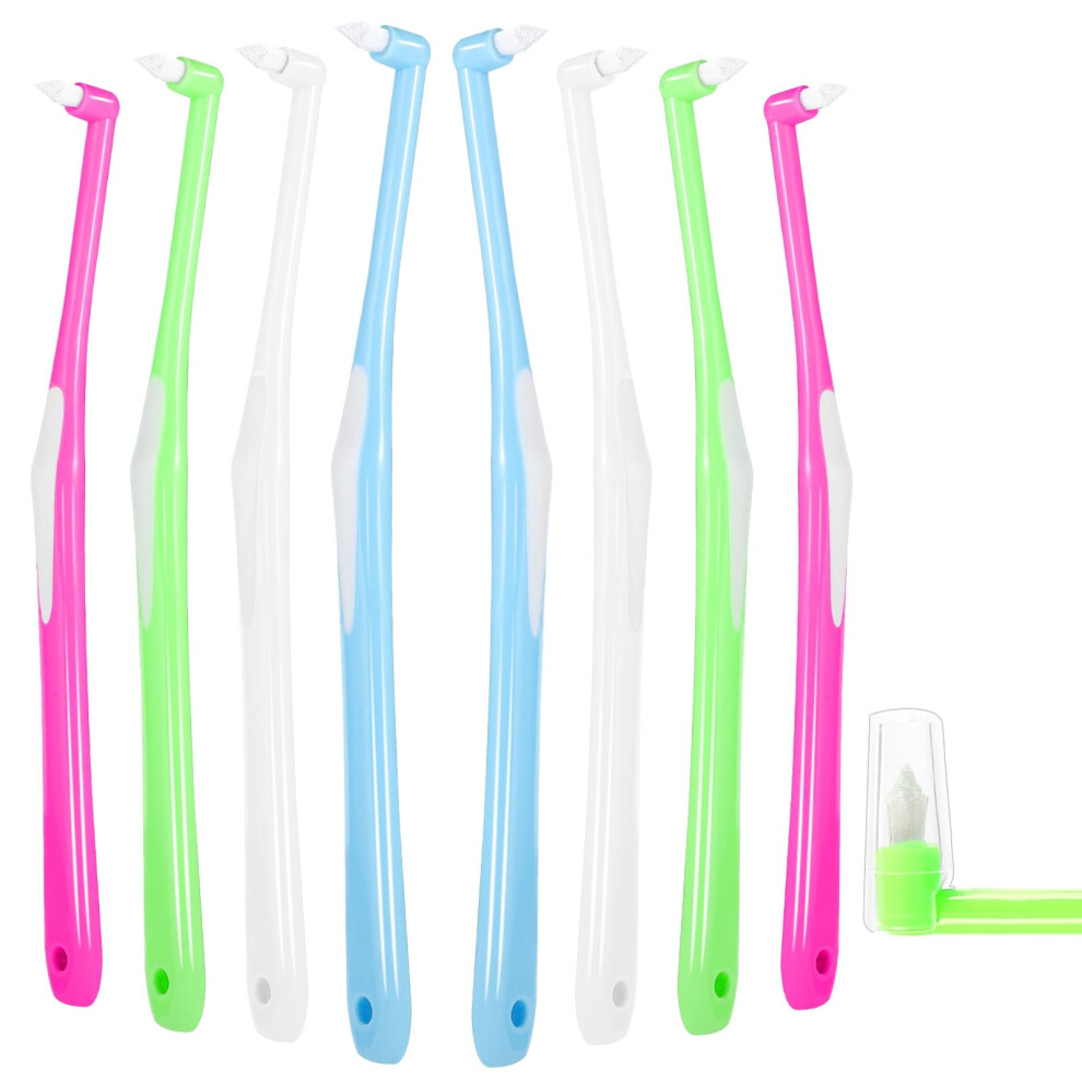 Rayito 8 Pcs Interspace Toothbrush, Soft Single Tufted Toothbrush With Cover Slim Interspace Toothbrushes Interdental Brushes For Orthodontic Braces