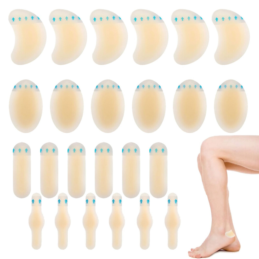 Eophmi 24 Pcs Invisible Hydrocolloid Blister Plasters - Waterproof Cushion Protector For Feet, Heels, Fingers, Toes, And Forefoot