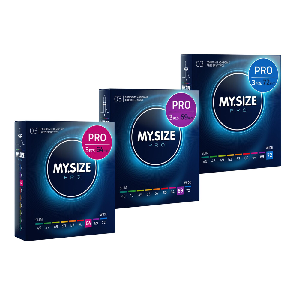 My.size Pro Condom Size 6,7,8-64,69,72 Mm, Xl & Xxl, 3X3 Condoms - Perfect Fit And A Suitable Size For Everybody