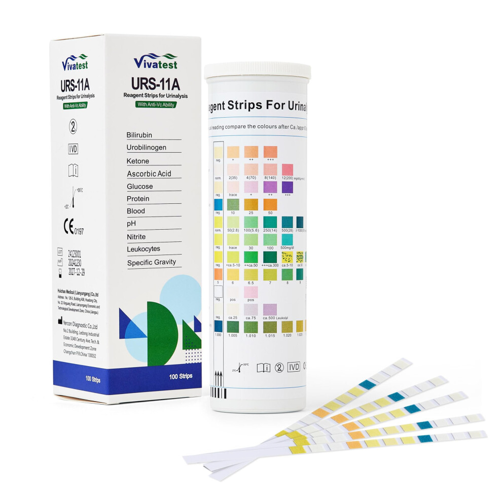 Viva Test Vivatest 11-In-1 Urine Test Strips Â Urine Dipstick Test Strips For Home Use Â Rapid Results For Uti, Ketones, Glucose, Protein, Ph & More Â Acc