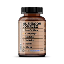 Mushroom Complex Gummies - 6 Mushroom Blend with Lion’s Mane, Reishi, Cordyceps, Shiitake, Maitake & Chaga + Ginkgo & Elderberry - Sugar Free Bluebe