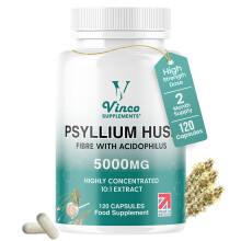 Vinco Fibre Supplement 5000mg Psyllium Husk with Acidophilus - High Strength Nat