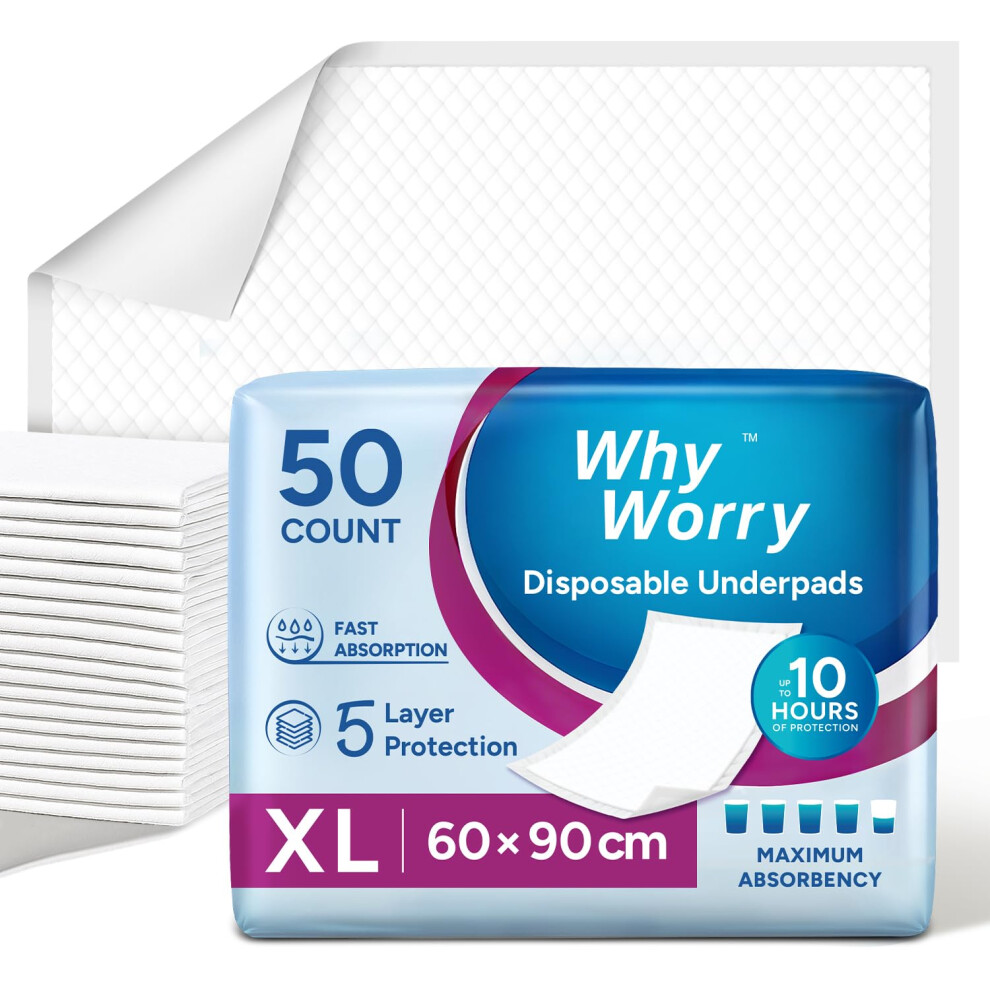 Whyworry Disposable Incontinence Bed Pads 60 X 90 Cm, Bed Wetting Mats For Adults, Underpads, Pee Pads, Mattress Protectors, Waterproof Bed Sheets Fo