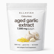 ELLAVIAH Odourless Aged Garlic Extract 500mg | 300 Softgels | 15:1 Concentrated Extract Equivalent to 7,500mg Whole Garlic | Daily Wellness Support |