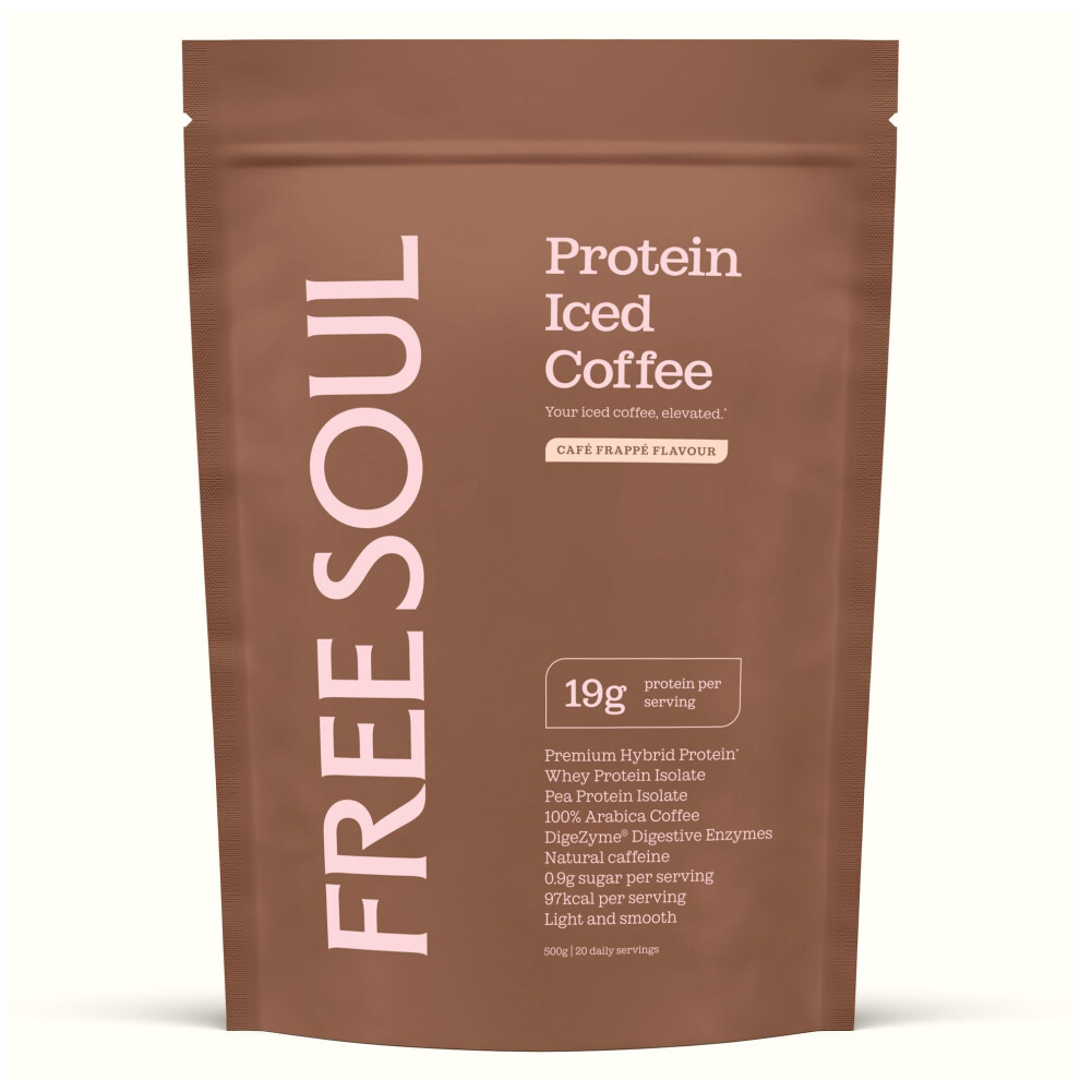 Free Soul Protein Iced Coffee | 19G Protein & 80Mg Caffeine Per Serving | Only 97Kcal | Low Calorie + High Protein | Whey Protein & Pea Protein Isolate Blend +