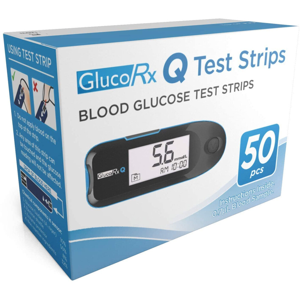 Glucorx Q Blood Glucose Test Strips, 50-Count