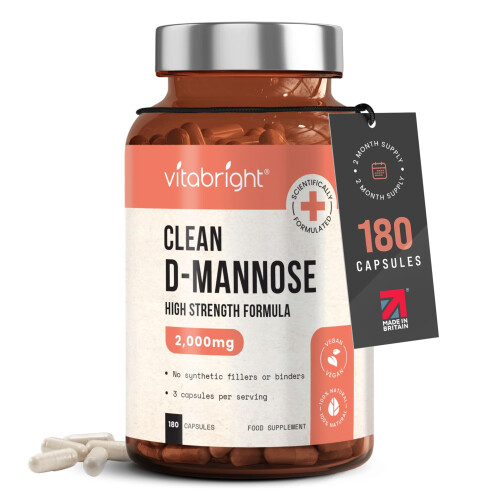 VitaBright D-Mannose Capsules | 2000mg Per Day | 180 Capsules | 2