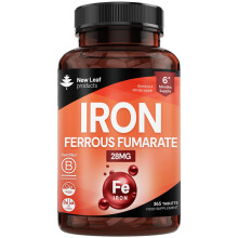 Gentle Iron Tablets 28mg High Strength Ferrous Fumarate Iron - Vegan Iron Supplements for Men and Womens Health - Reduction in Tiredness and Fatigue,