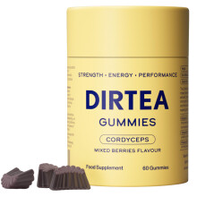 DIRTEA Cordyceps Mushroom Gummies - Vegan, Natural & Sugar Free with Vitamin C, B3 & B5 - Energy & Performance Supplement - 1 Month's Supply - 3,000m