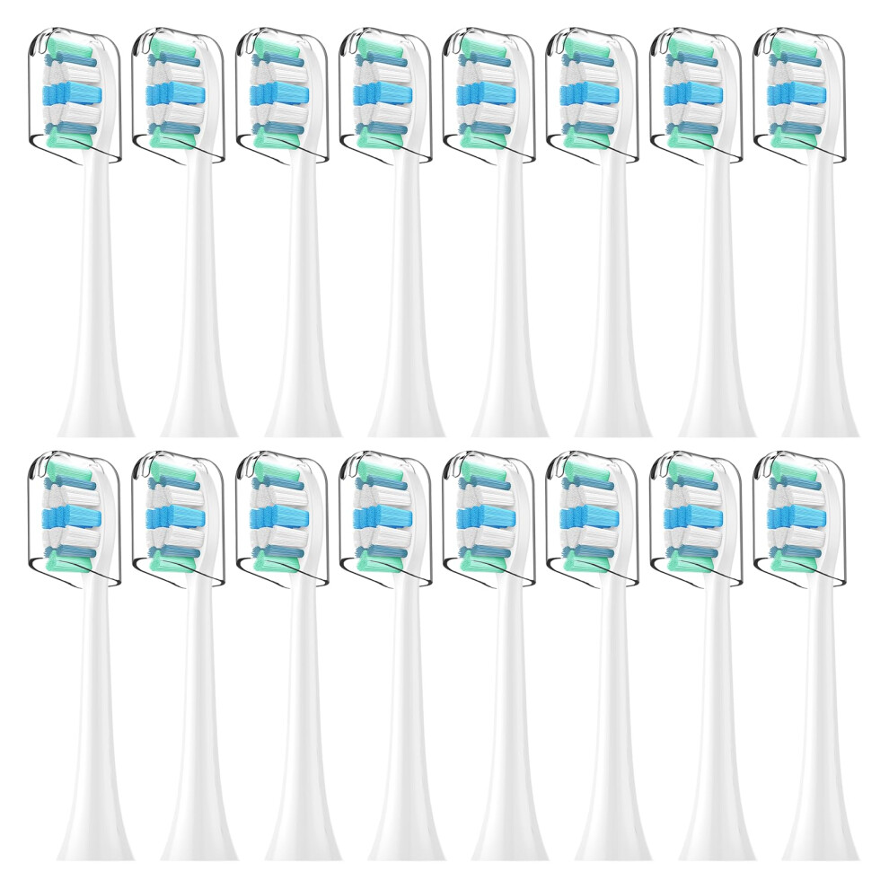 Elfin Replacement Toothbrush Heads Compatible With Philips Sonicare Electric Toothbrushes, 16 Pack, Click-On System, Soft Dupont Bristles With Protective C