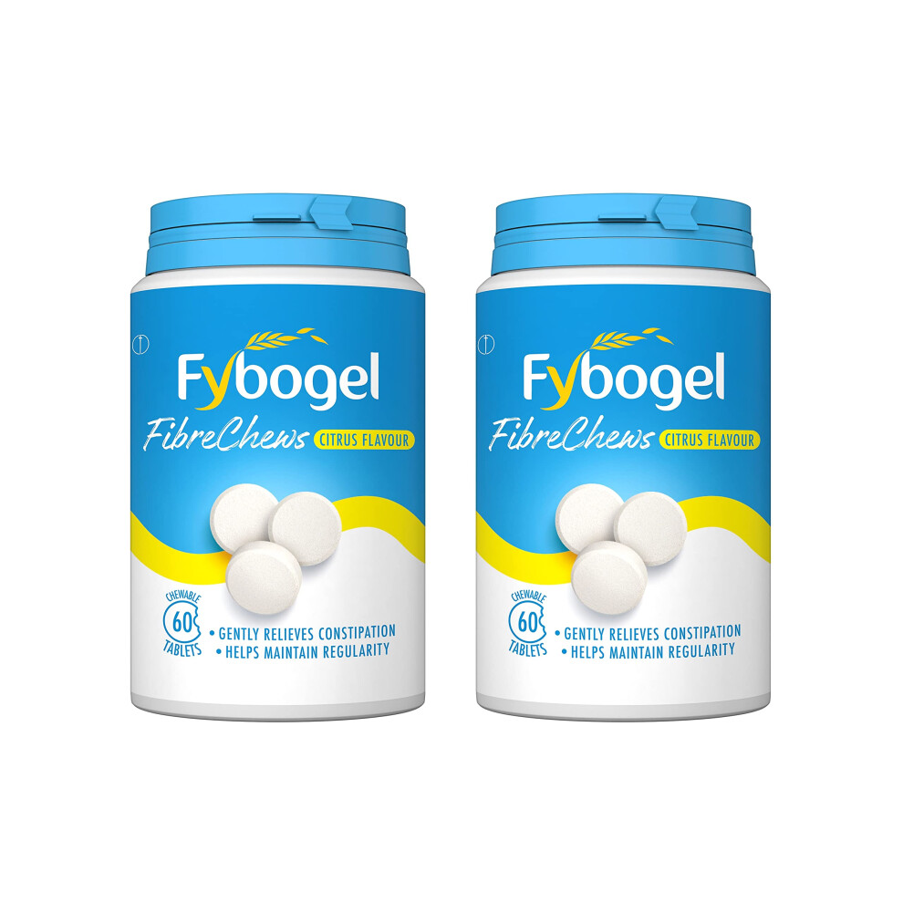 Fybogel Fibre Chews Citrus Flavour, 120 Count (2 Packs Of 60) - Relieves Constipation, Supports Digestive Health, Promotes Regularity, Convenient And