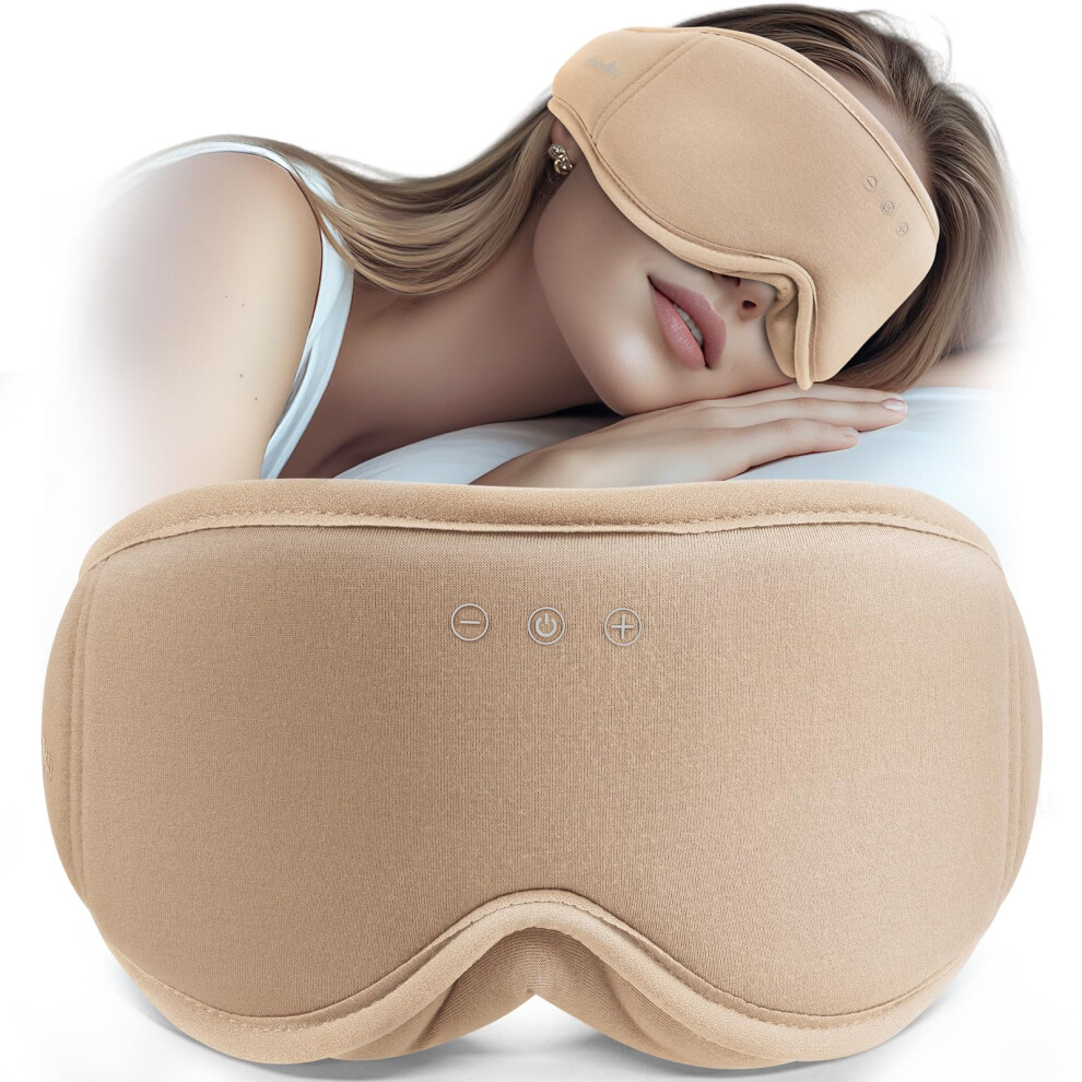 Musicozy Sleep Mask Headphones | 100% Blackout 3D Organic Bamboo Cotton Eye Mask For Travel & Restful Sleep,Shift Work | Bluetooth 5.4 Sleep Headphon