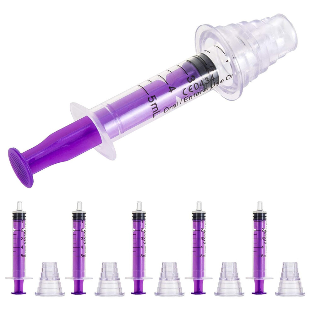 Medisure Health Care 5X Oral Fluid Medicine 5Ml Syringe - Bottle Plug Baby/Children/Pets Accurate Dose