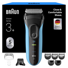 Braun Series 3+ Electric Foil Shaver for Men, Wet & Dry Razor, Blue