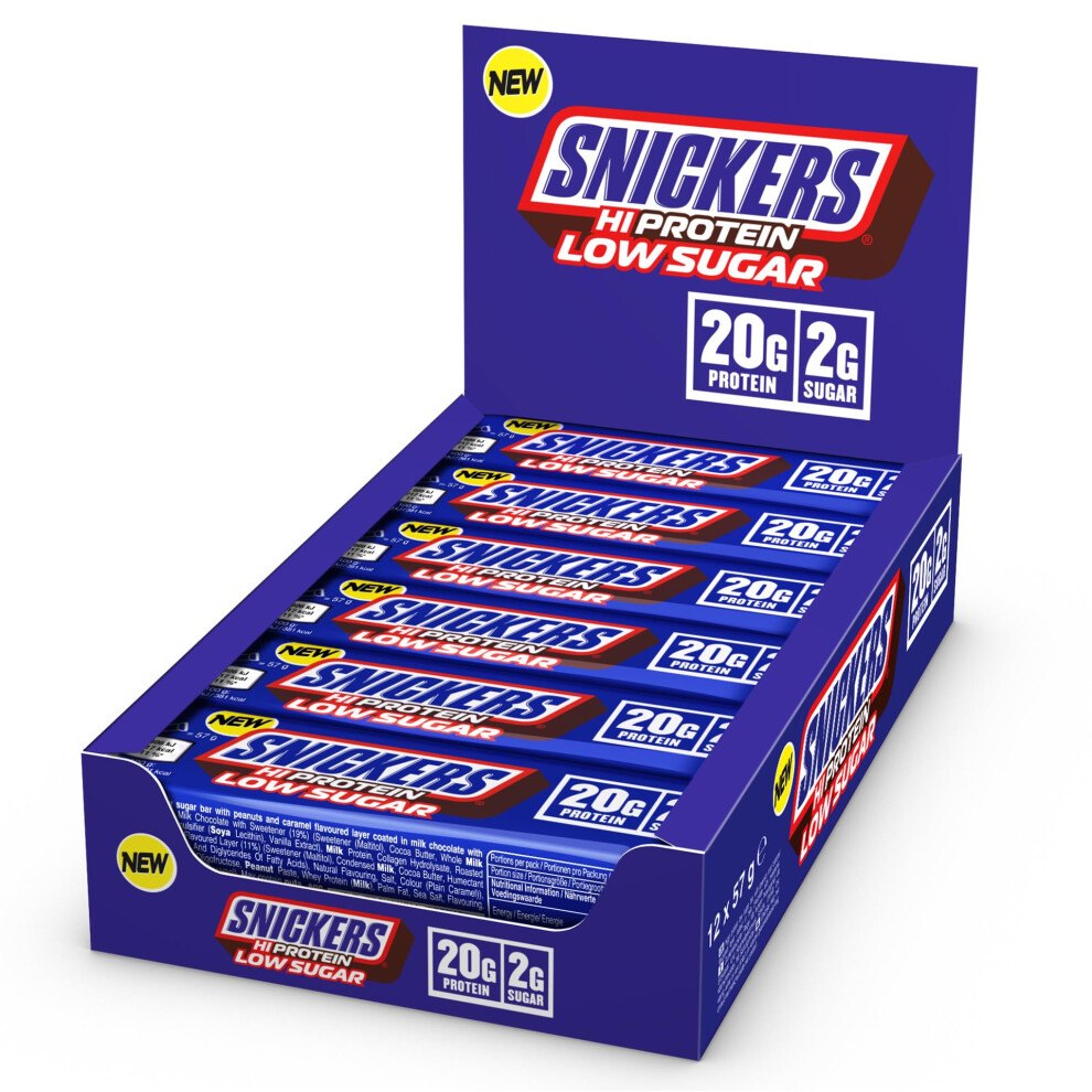 Snickers Protein Bar – Milk Chocolate, 12 57G – 20G Protein, Low Sugar (2G), High‑Protein Snack For Gym, Work & On‑The‑Go
