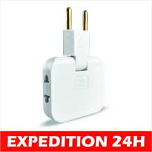 ZISONIX stekkerdoos - 3 stopcontacten - 180 draaibare aansluiting - voor binnengebruik - wit