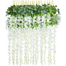 Kunstmatige slinger - Yolistar - Pak van 12 - Wit - 110 cm - Bruilofts- en feestdecoratie