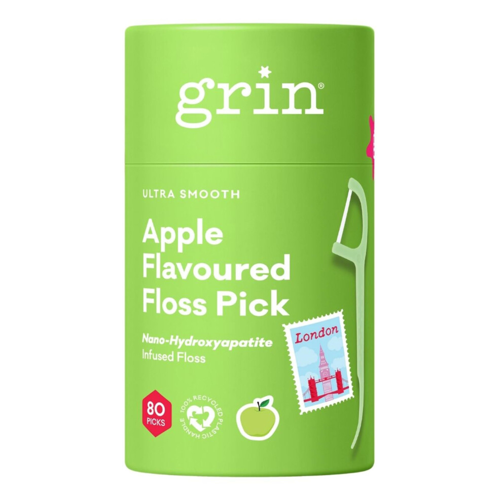 Grin Ultra Smooth Adult Tooth Floss Picks Â Fruity Dental Floss Sticks With Apple Flavour - Gentle On Tight Teeth - Convenient Handles For Daily Ora