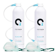 ClearO2 15L Oxygen Can with Mask and Tube | Pure Breathing Oxygen in a Lightweight Aluminium Canister | Made in Britain (Full Kit, 15 l (Pack of 2))