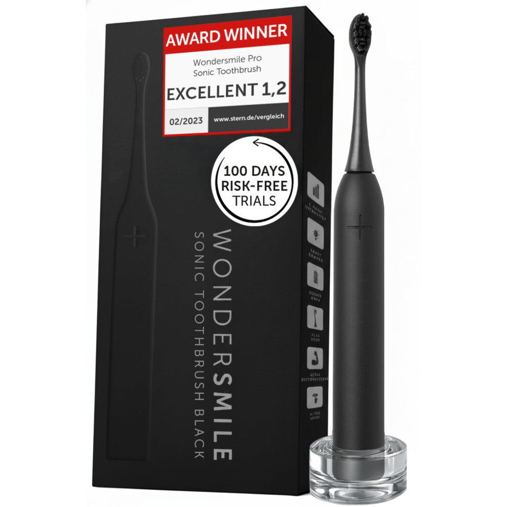 Wondersmile Sonic Toothbrush Pro - Award Winner 2026* - Electric Toothbrush 100-Day Risk-Free Test - Ipx8, 4 Modes - TãV SãD Certified - With Chargi