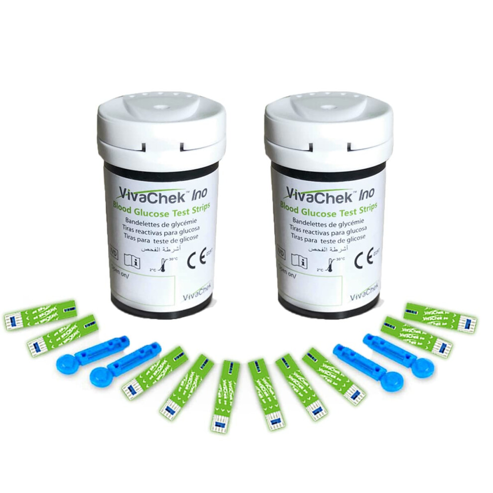 Foviflxy Vivachek Diabetes Strips X 50 & Diabetes Lancets X 50, Auto-Code Blood Glucose Test Strips, Blood Suger Test Strips For Uk Diabetics (Vivachek Ino X