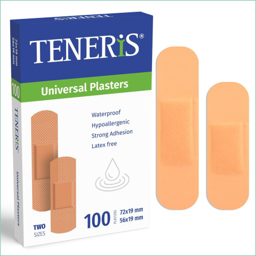 Teneris Universal Plasters - Pack of 100 – Waterproof,