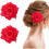 Haarclips - 3 stuks - Rode rozen - Polyester - Bloemenaccessoire - Voor vrouwen 1