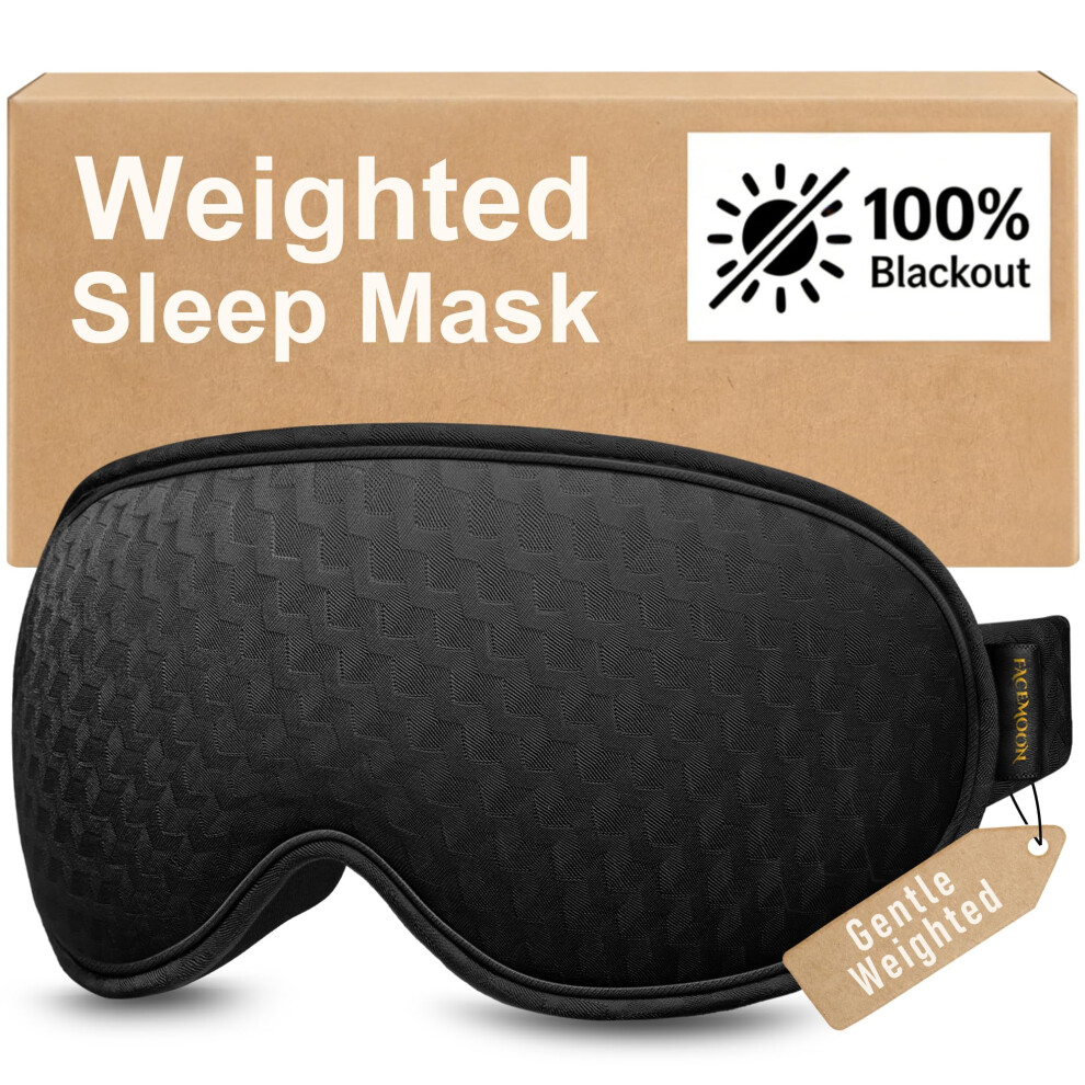 Facemoon Weighted Eye Mask For Sleeping, 4.05 Oz Gentle Pressure Blackout Sleep Mask With 3D Deep Eye Cups, Soft Adjustable Sleep Eye Mask For Men & Women, Ni
