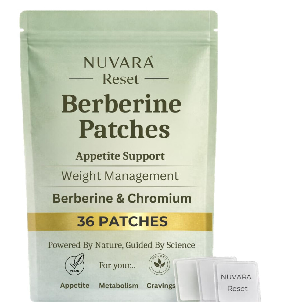 Nuvara Berberine Patches - Reset | Appetite Management & Berberine Support | 36 Transdermal Metabolic Patches